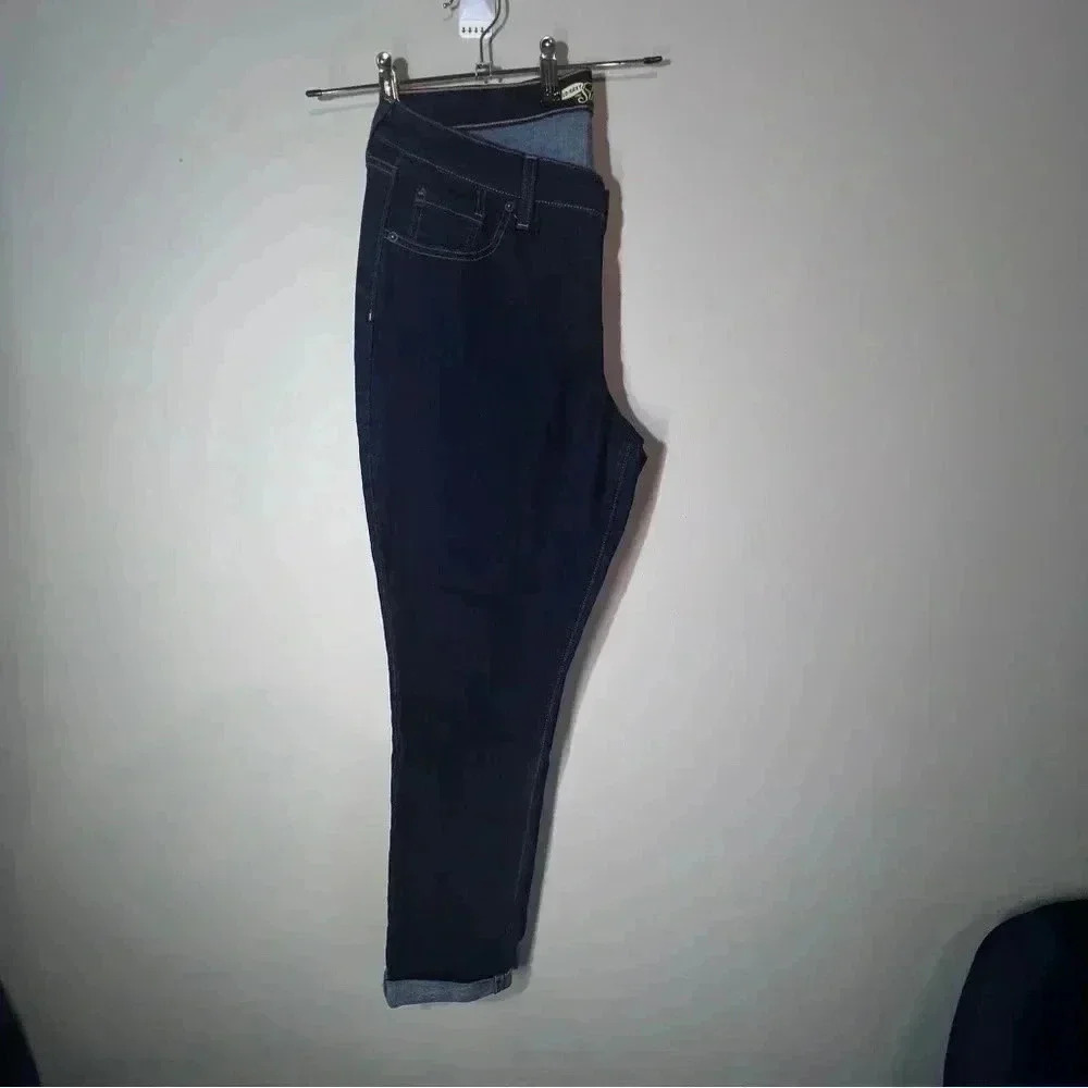 OLD NAVY Sweat Heart Skinny jeans rolled up ankle high rise dark size 12R - Picture 4 of 6